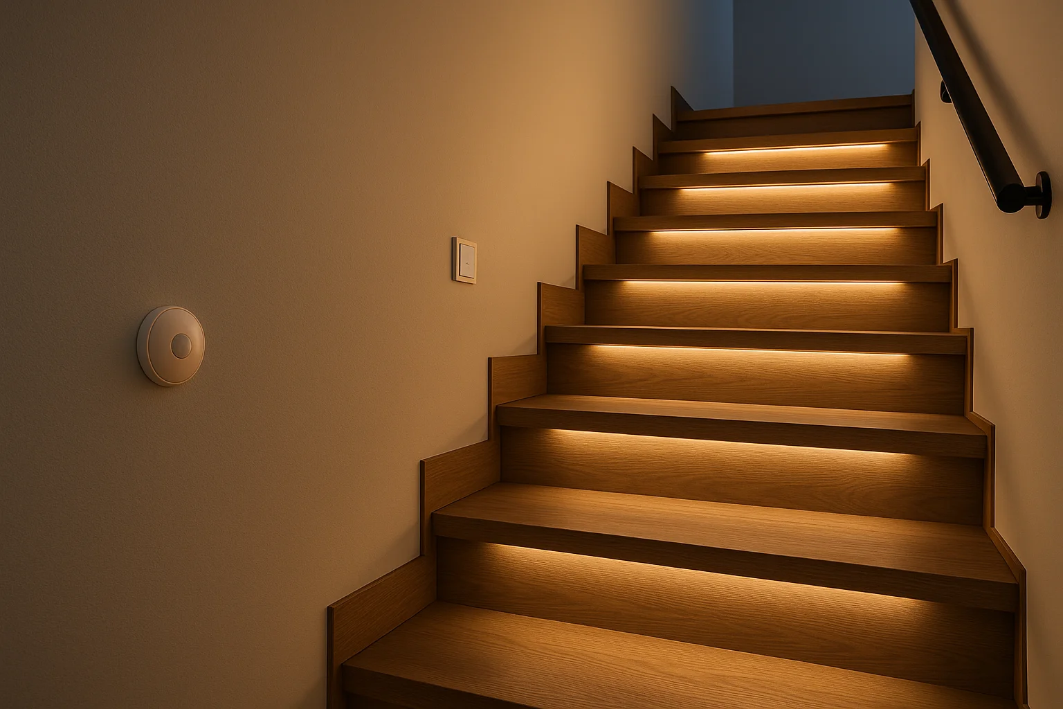 Beleuchtete Treppe mit Sensorik