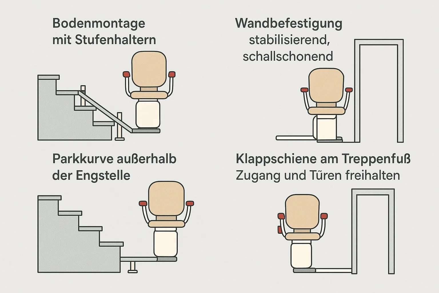 Montagearten Treppenlift
