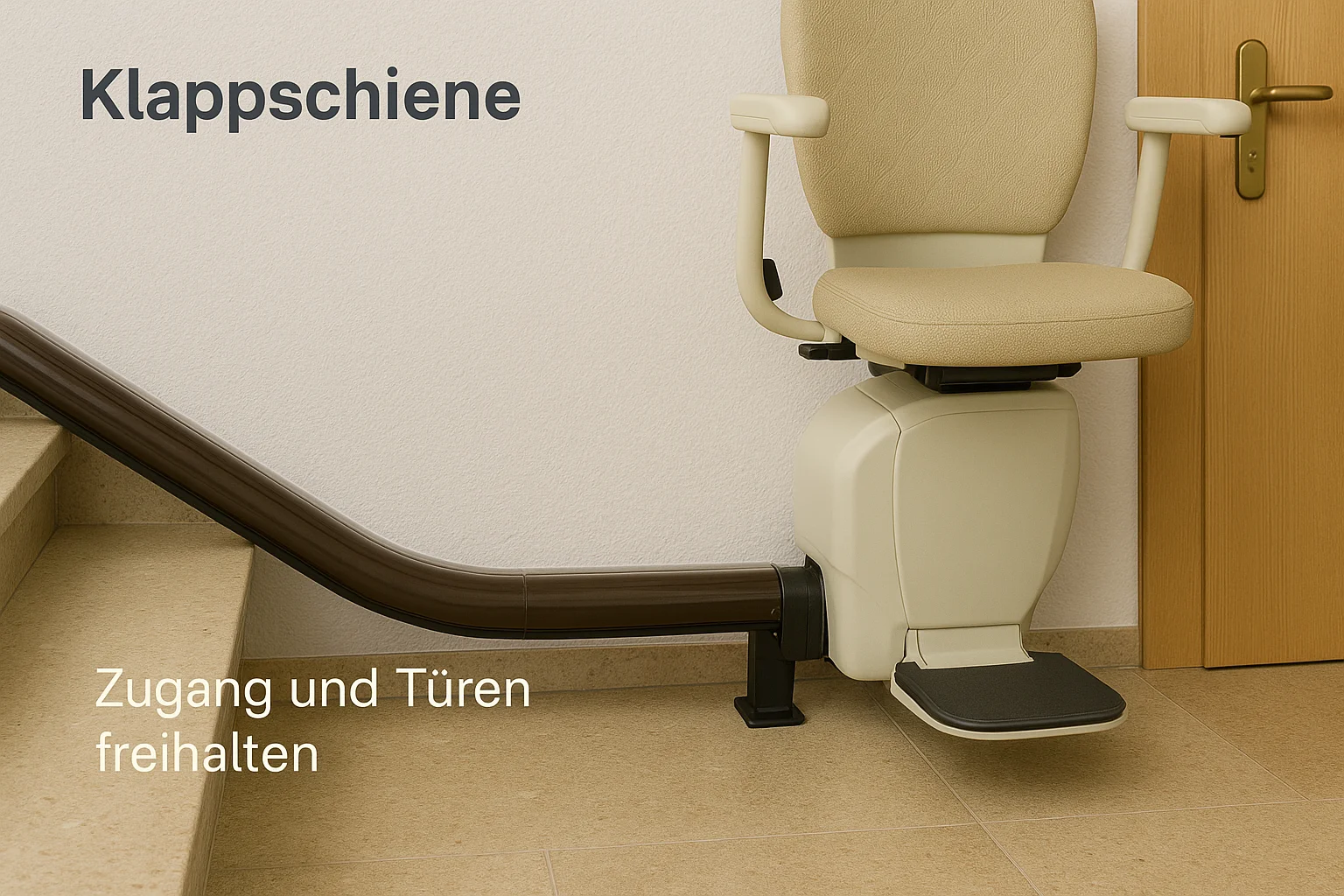 Klappschiene am Treppenfuß