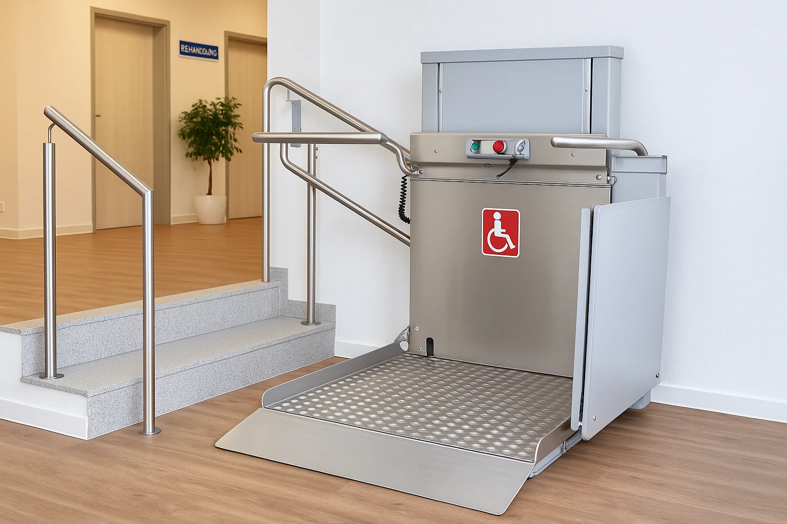 Plattformlift barrierefrei in Praxis in NRW