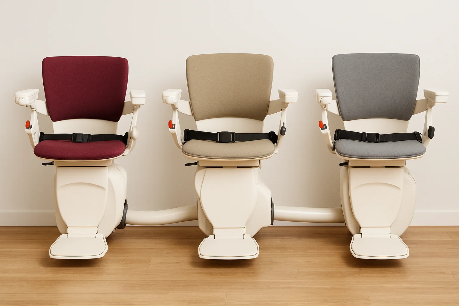 Sitzmodul eines Sitzlifts mit Drehsitz, Armlehnen und Fußstütze