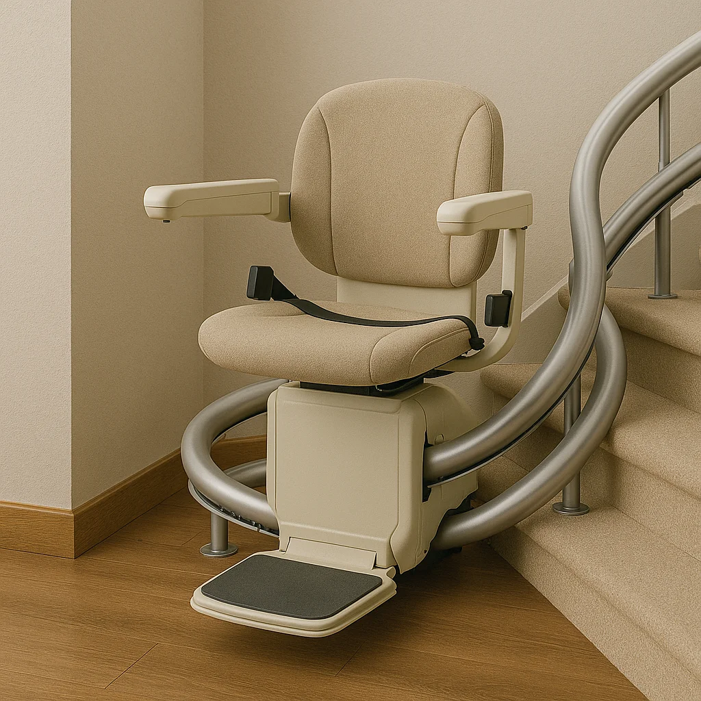 Sitzlift mit enger Kurve, kompakte Schienenführung