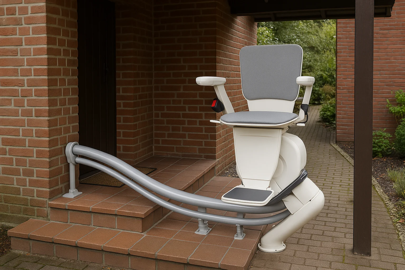 Außen-Sitzlift mit Parkposition unter Überdachung