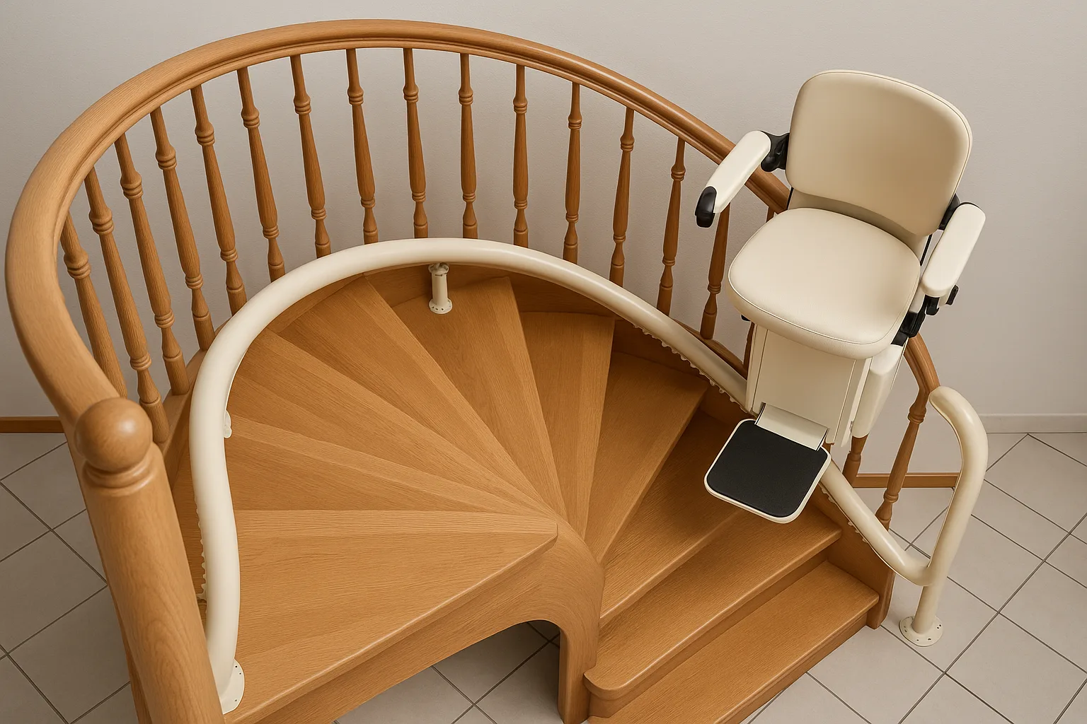 Sitzlift auf Wendetreppe mit engem Radius