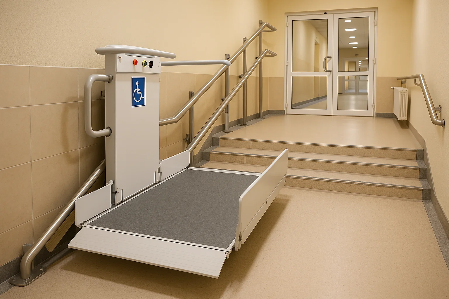 Plattformlift im Pflegeheim – barrierefreie Verbindung zweier Etagen