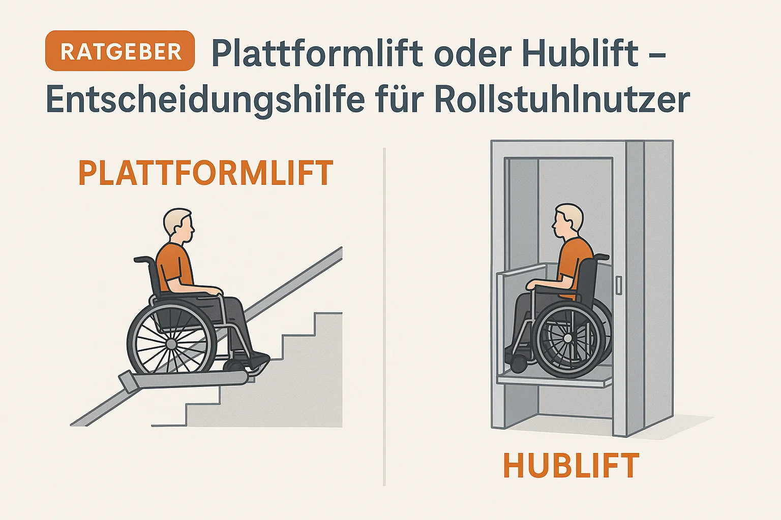 Vergleich Plattformlift und Hublift für Rollstuhlfahrer