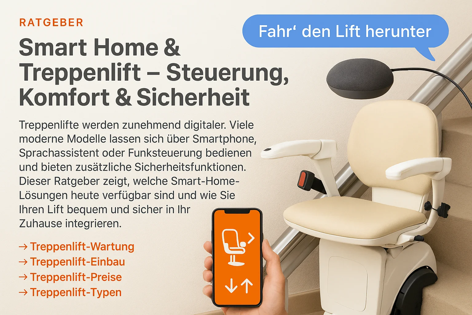 Treppenlift Smart Home Steuerung per App und Sprachbefehl