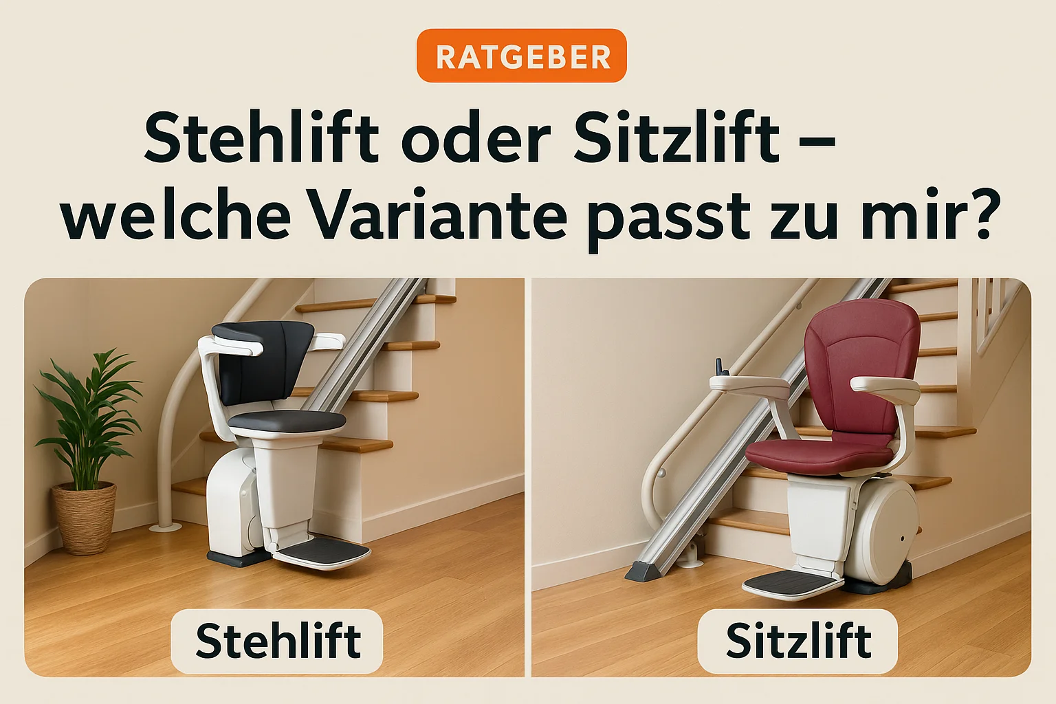 Vergleich Stehlift und Sitzlift im Wohnhaus