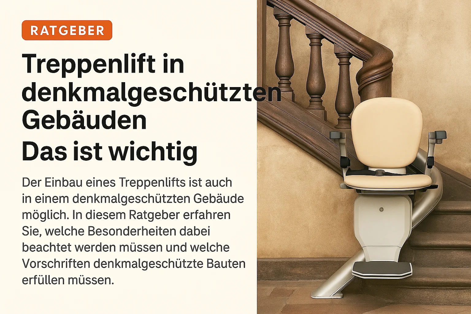 Treppenlift im denkmalgeschützten Treppenhaus