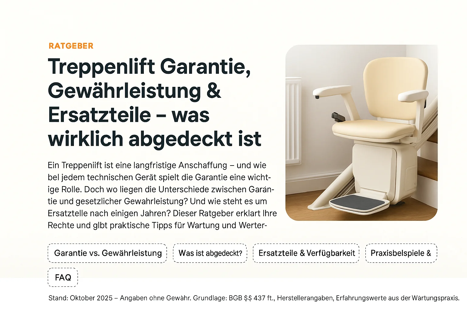 Treppenlift Garantie und Ersatzteile