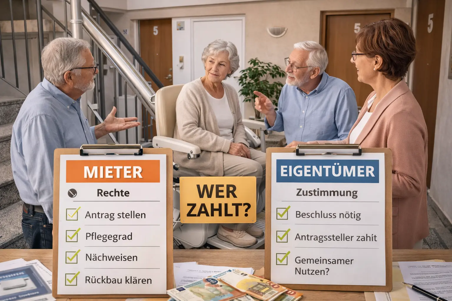 Treppenlift im Mehrfamilienhaus Treppenhaus