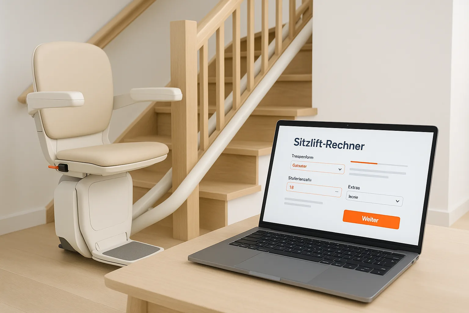 Sitzlift an gerader Treppe
